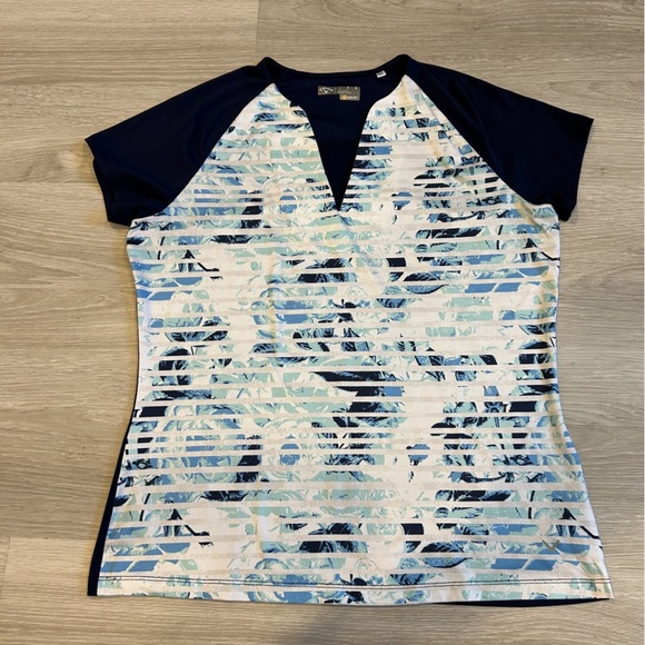 Callaway Women’s Blue Floral Opti-Dri Golf Tee - Large - Picture 1 of 6